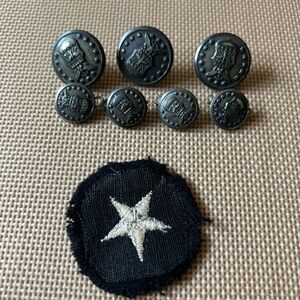 Vintage US Air Force Dress Uniform Buttons 13 Stars Military Crest Silver Tone